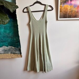 Maeve Anthropologie Sage Green Ribbed Sweater A-Line Midi Dress Medium